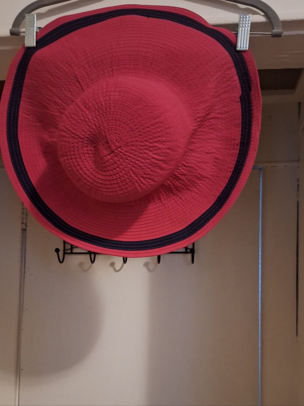 Lauren Ralph Lauren Pink Wide-Brim Sun Hat with Navy Trim